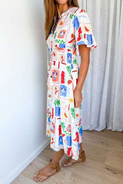 Apollo Dress - White Multi