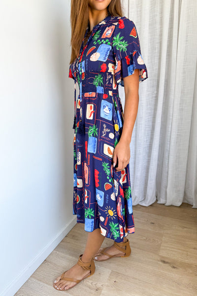 Apollo Dress - Navy Multi