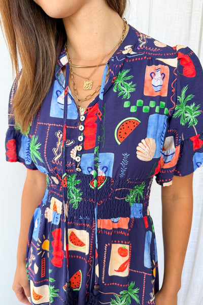 Apollo Dress - Navy Multi
