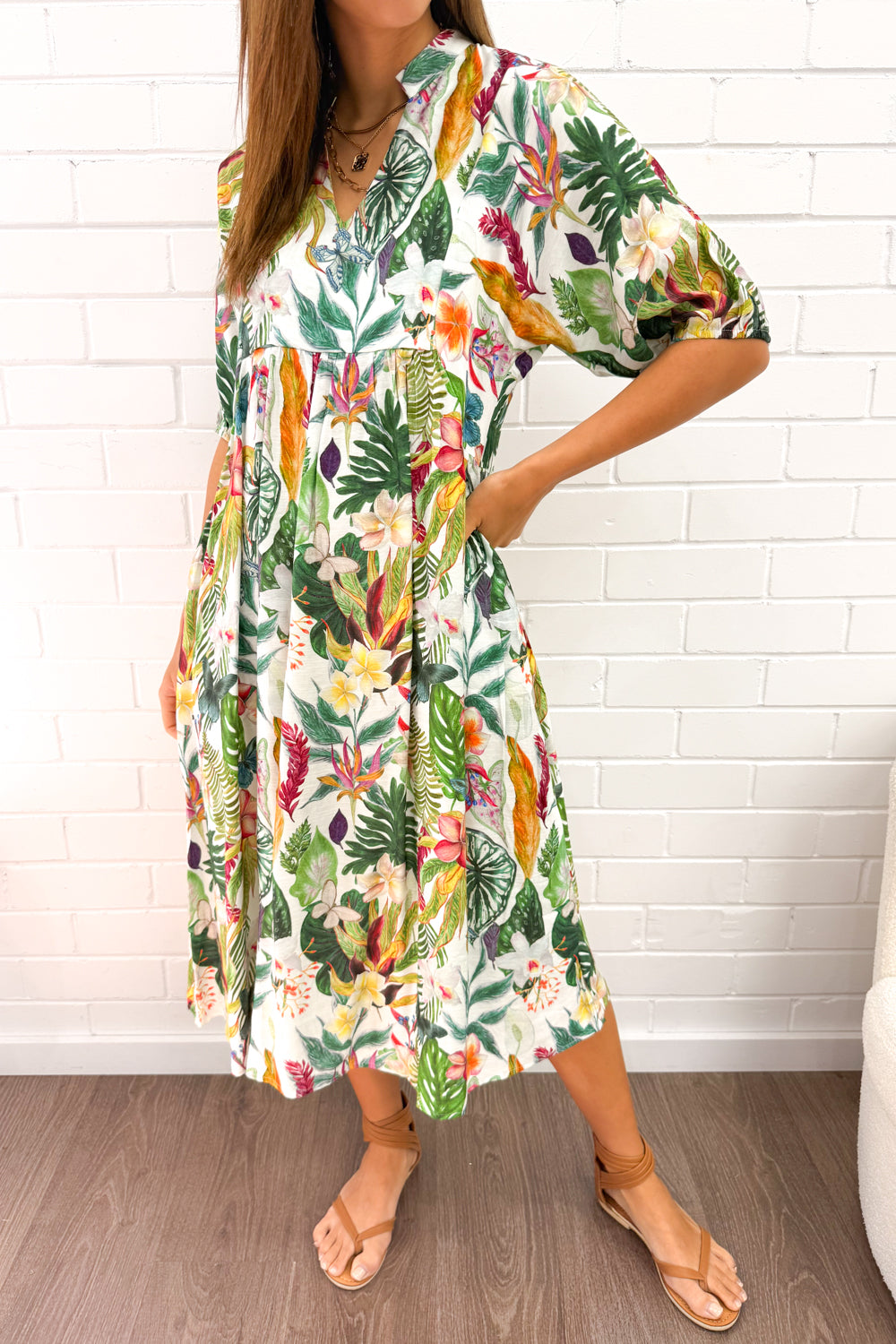 Charley Dress - Tropical Leaf