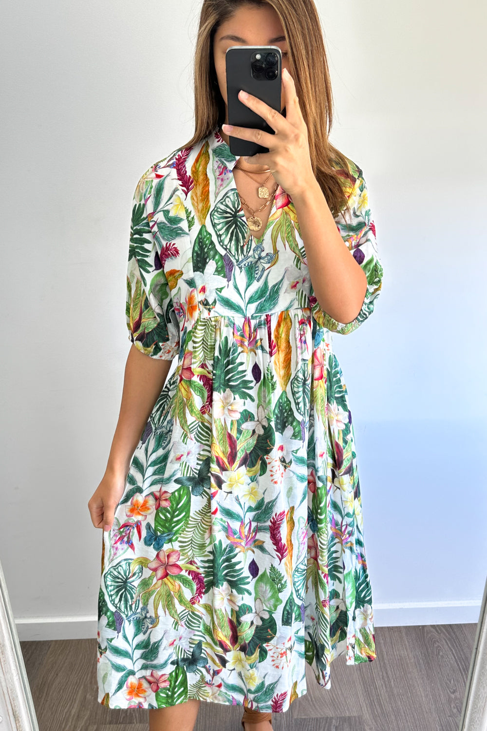 Charley Dress - Tropical Leaf
