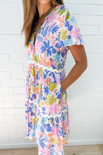 Chelsea Dress - Pink Multi Palm