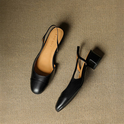 Chic Genuine Leather Slingback Heels