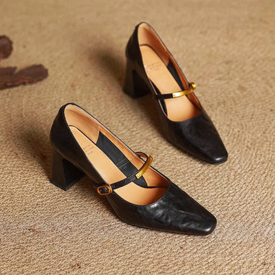 Eloria Genuine Leather Mary Jane Heels