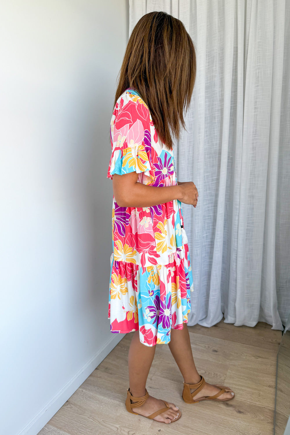 Kirsty Dress - Hot Pink Multi Tropic