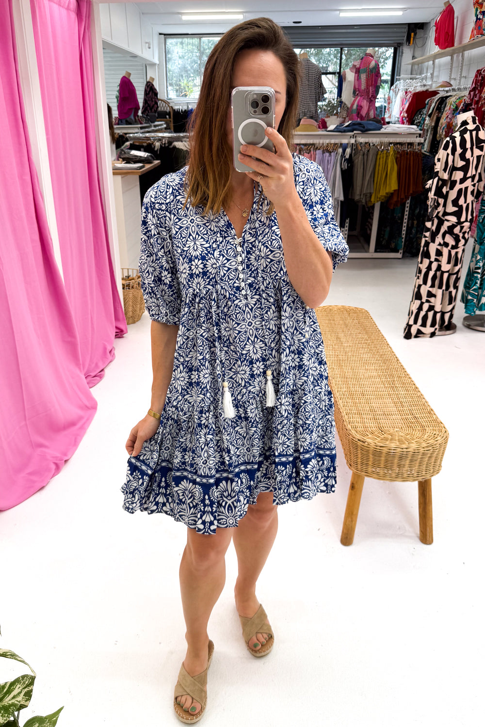 Lumen Dress - Blue White