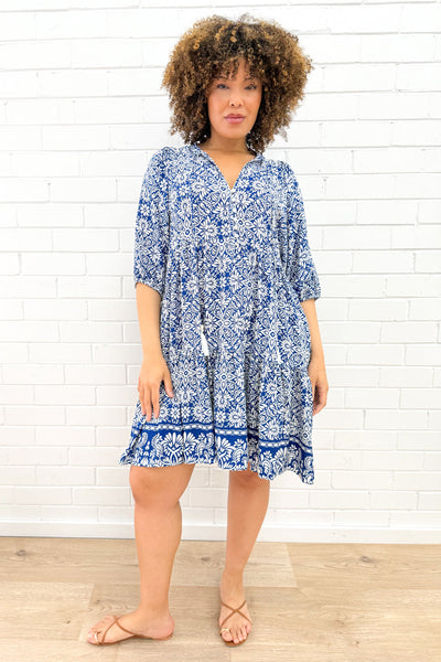 Lumen Dress - Blue White