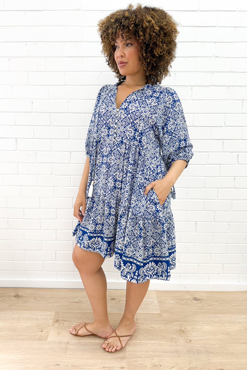 Lumen Dress - Blue White