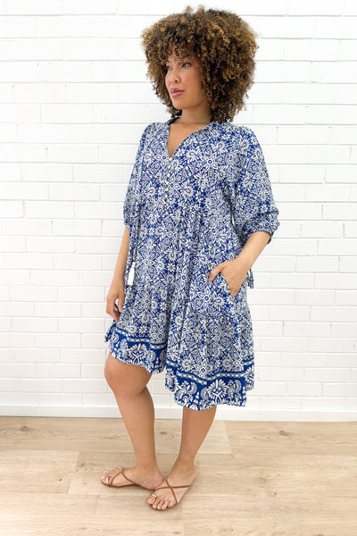 Lumen Dress - Blue White