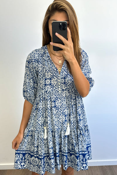 Lumen Dress - Blue White