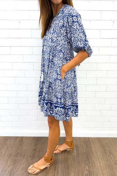 Lumen Dress - Blue White