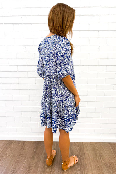 Lumen Dress - Blue White