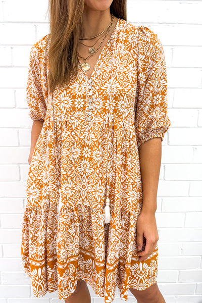 Lumen Dress - Tan White