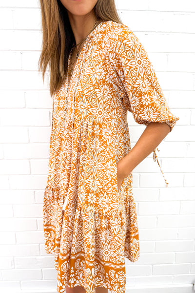 Lumen Dress - Tan White