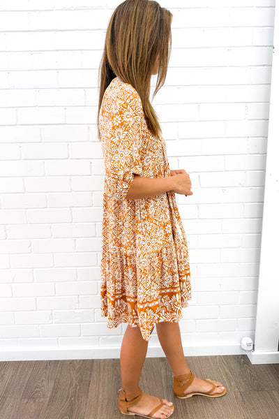 Lumen Dress - Tan White