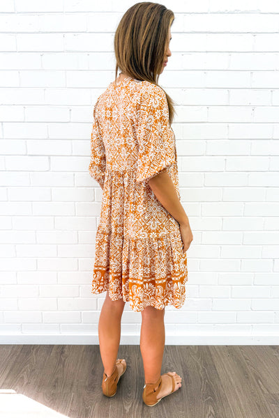 Lumen Dress - Tan White