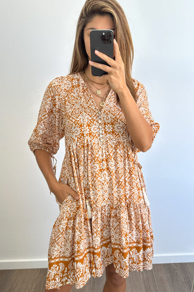 Lumen Dress - Tan White