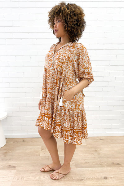 Lumen Dress - Tan White