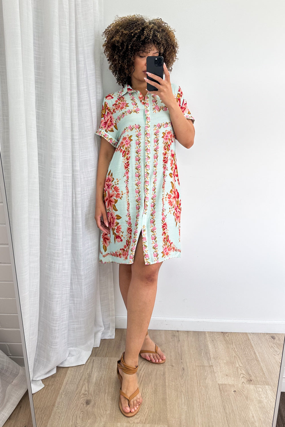 Marbella Tile Dress - Blue Blush Floral