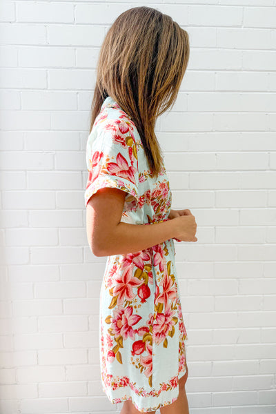 Marbella Tile Dress - Blue Blush Floral