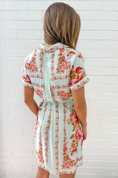 Marbella Tile Dress - Blue Blush Floral