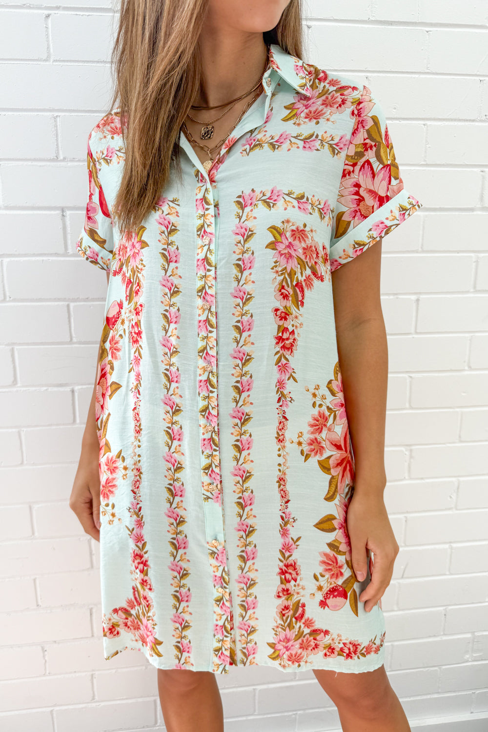 Marbella Tile Dress - Blue Blush Floral