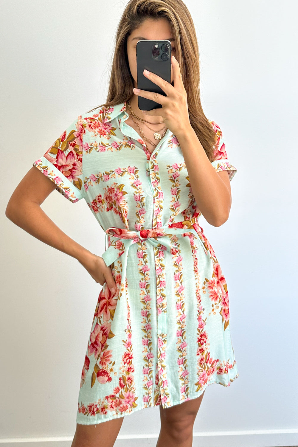 Marbella Tile Dress - Blue Blush Floral