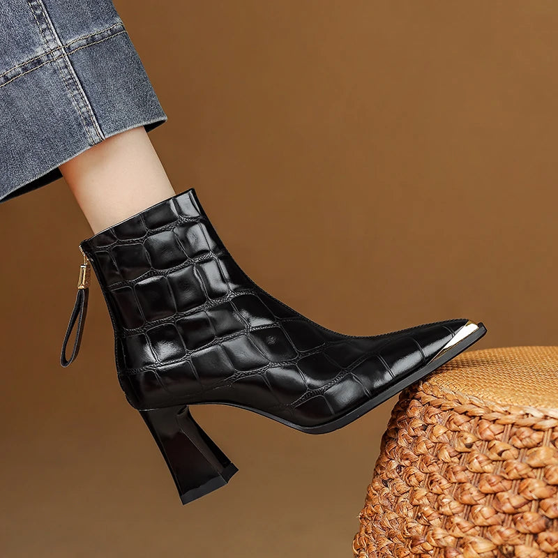 Marcella Croc Genuine Leather Boots
