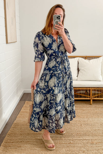 Marnie Dress - Navy Cream Floral