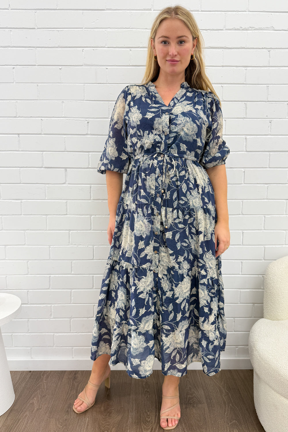 Marnie Dress - Navy Cream Floral