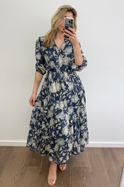 Marnie Dress - Navy Cream Floral