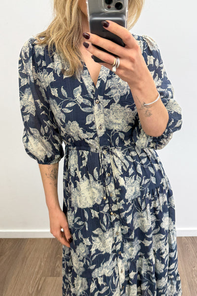 Marnie Dress - Navy Cream Floral