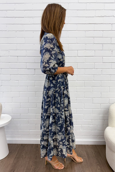 Marnie Dress - Navy Cream Floral
