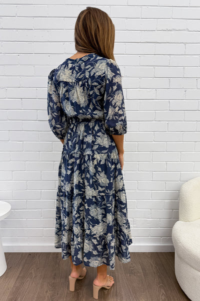 Marnie Dress - Navy Cream Floral