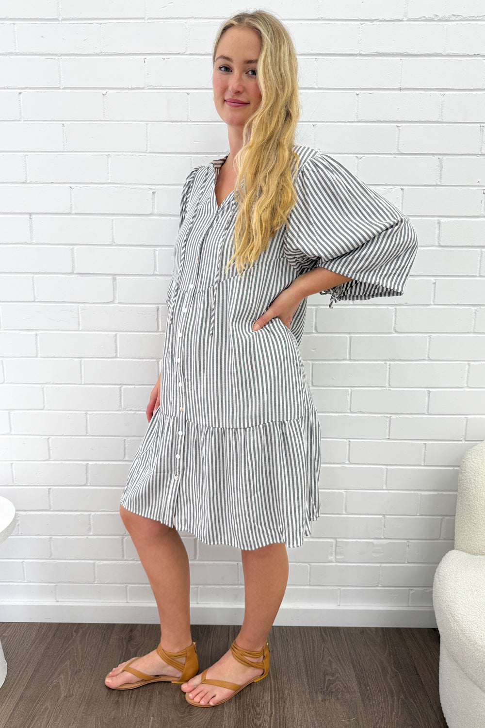 Maya Dress - Black Stripe