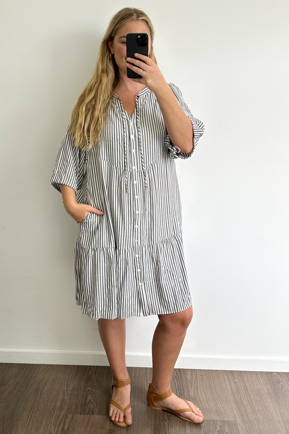 Maya Dress - Black Stripe