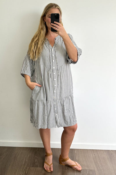 Maya Dress - Black Stripe