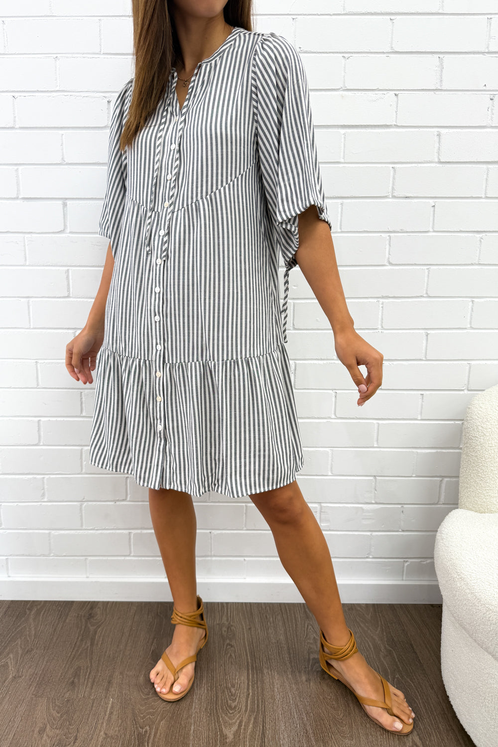 Maya Dress - Black Stripe