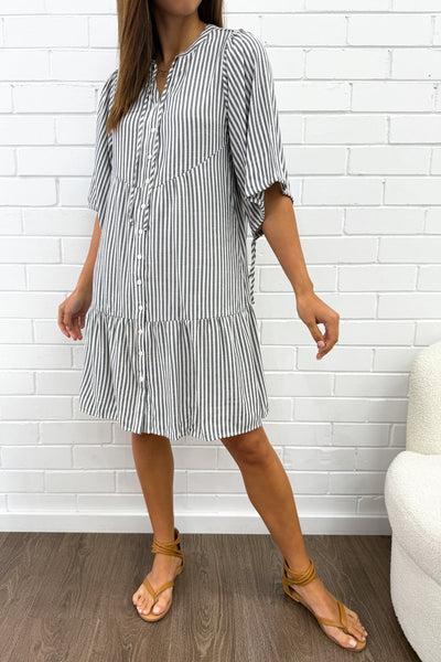 Maya Dress - Black Stripe