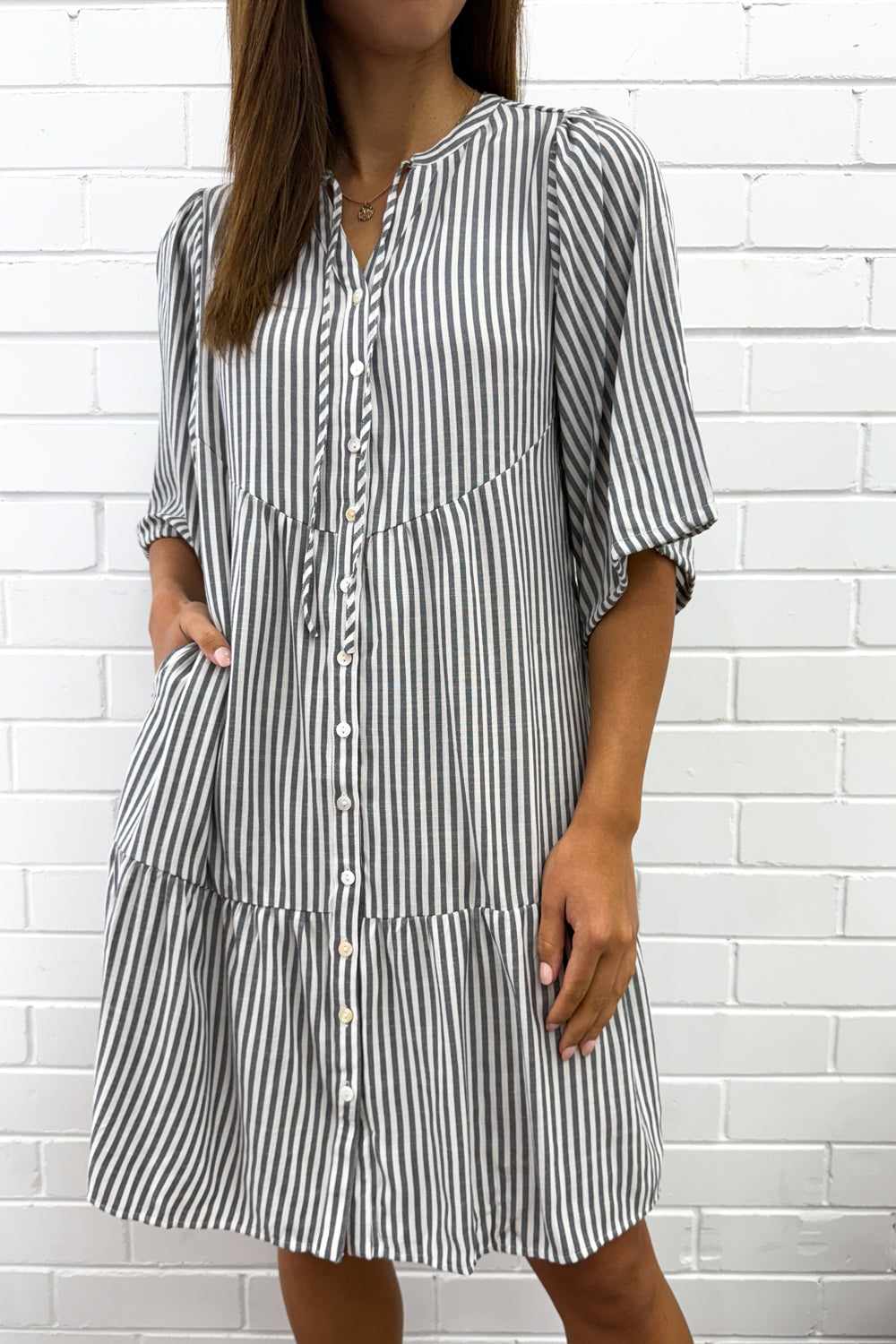 Maya Dress - Black Stripe