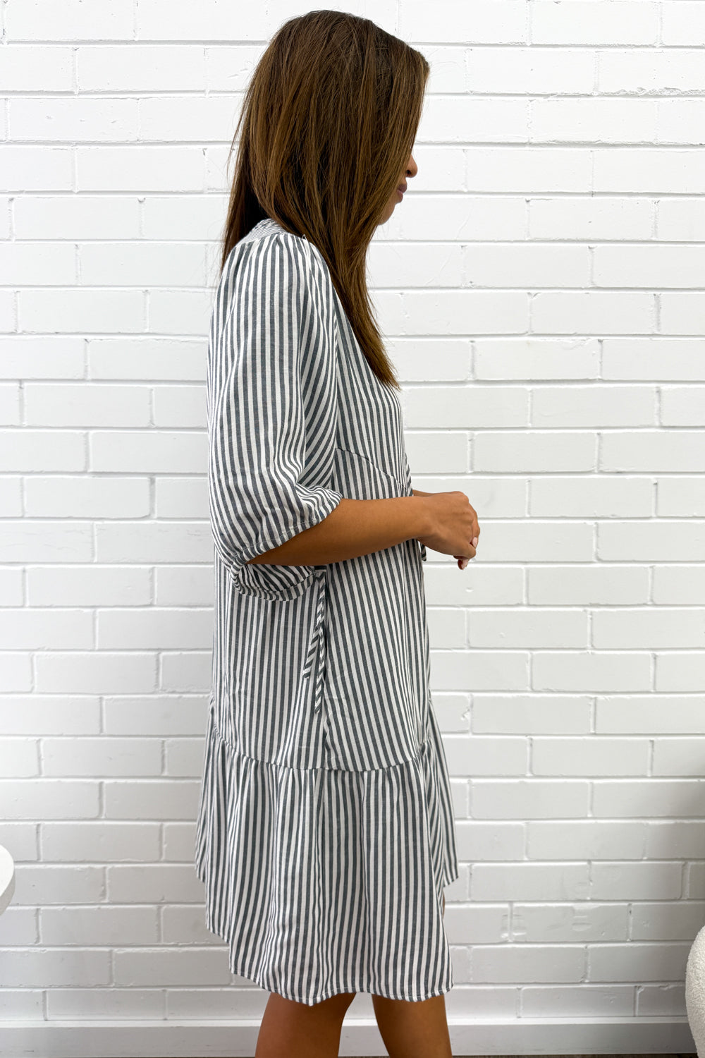 Maya Dress - Black Stripe