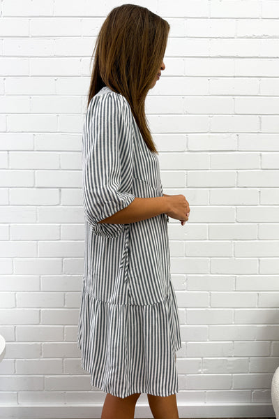Maya Dress - Black Stripe