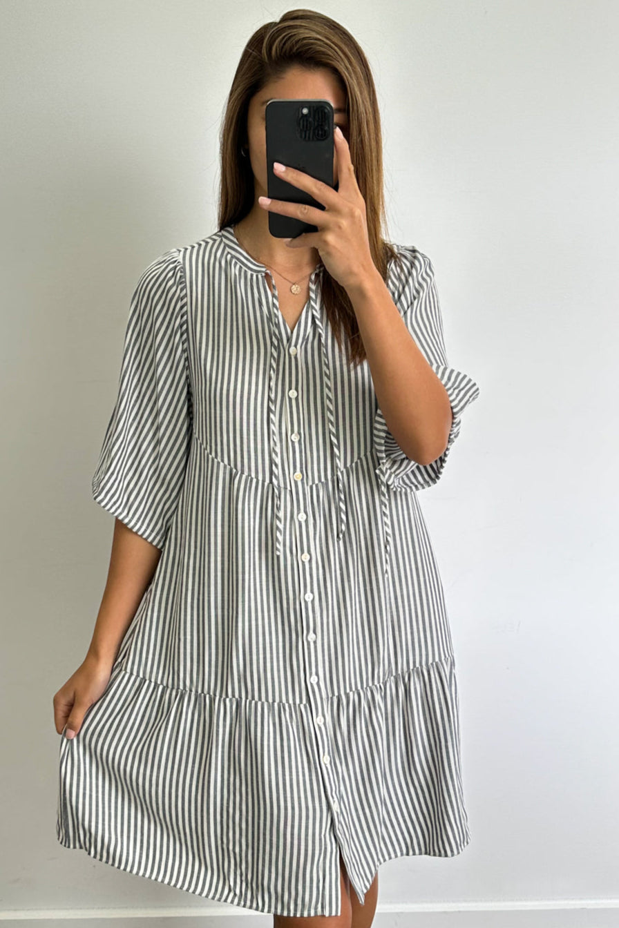 Maya Dress - Black Stripe