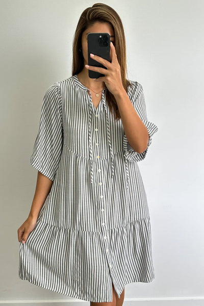 Maya Dress - Black Stripe