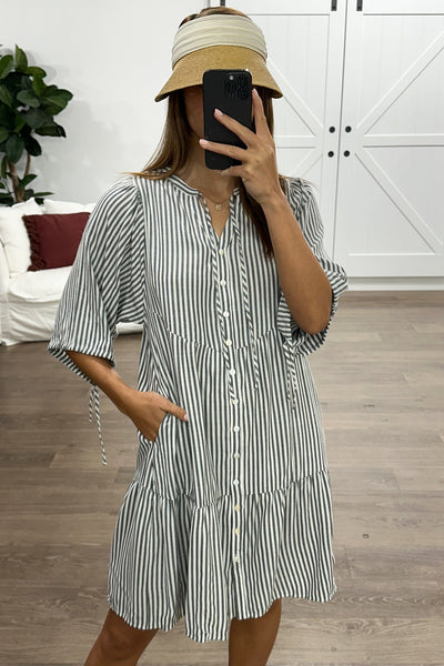 Maya Dress - Black Stripe