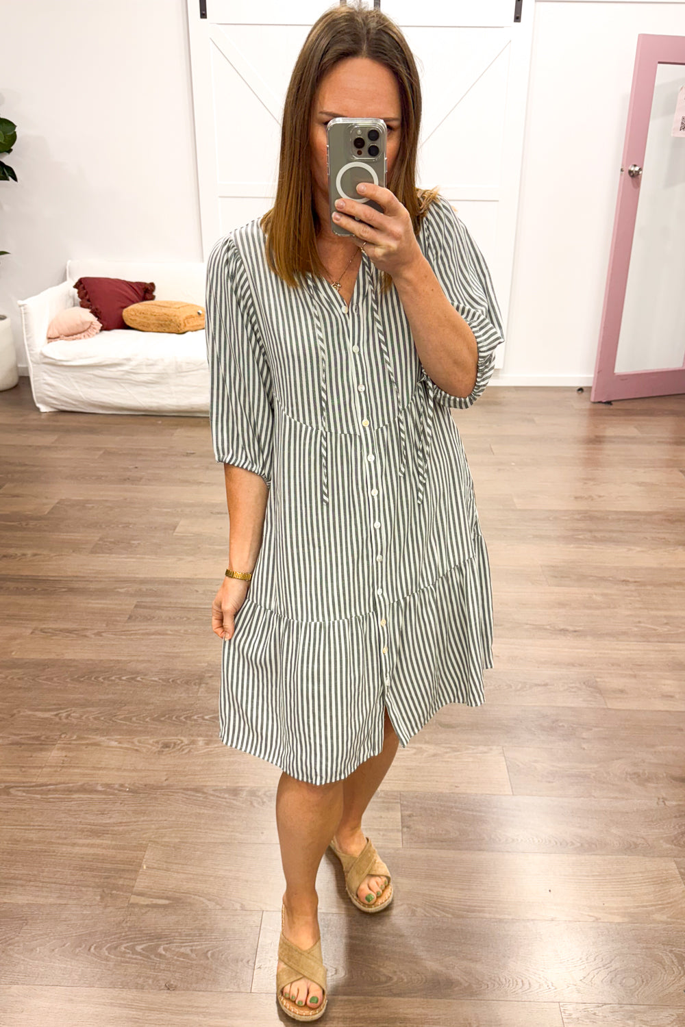 Maya Dress - Black Stripe
