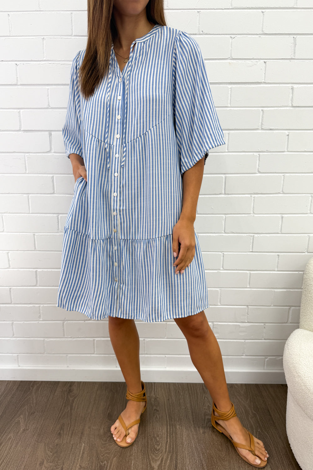 Maya Dress - Blue Stripe