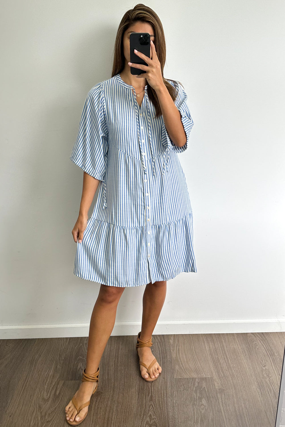 Maya Dress - Blue Stripe