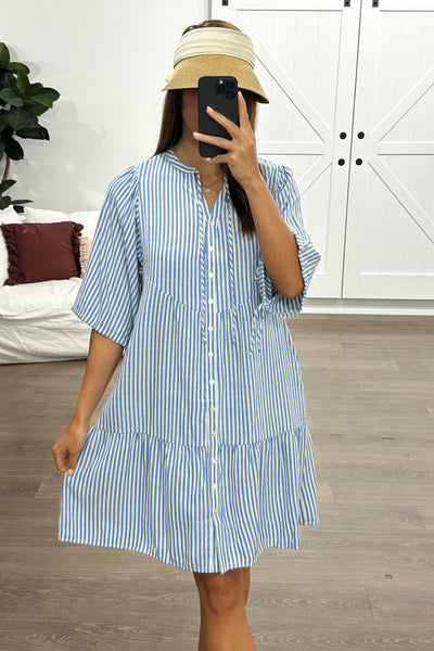 Maya Dress - Blue Stripe