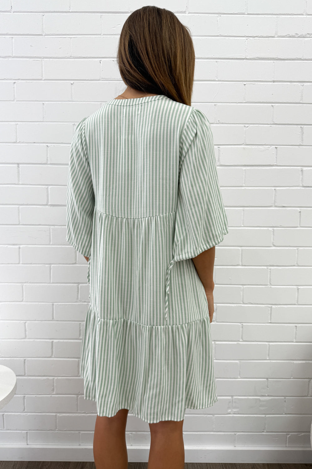 Maya Dress - Green Stripe